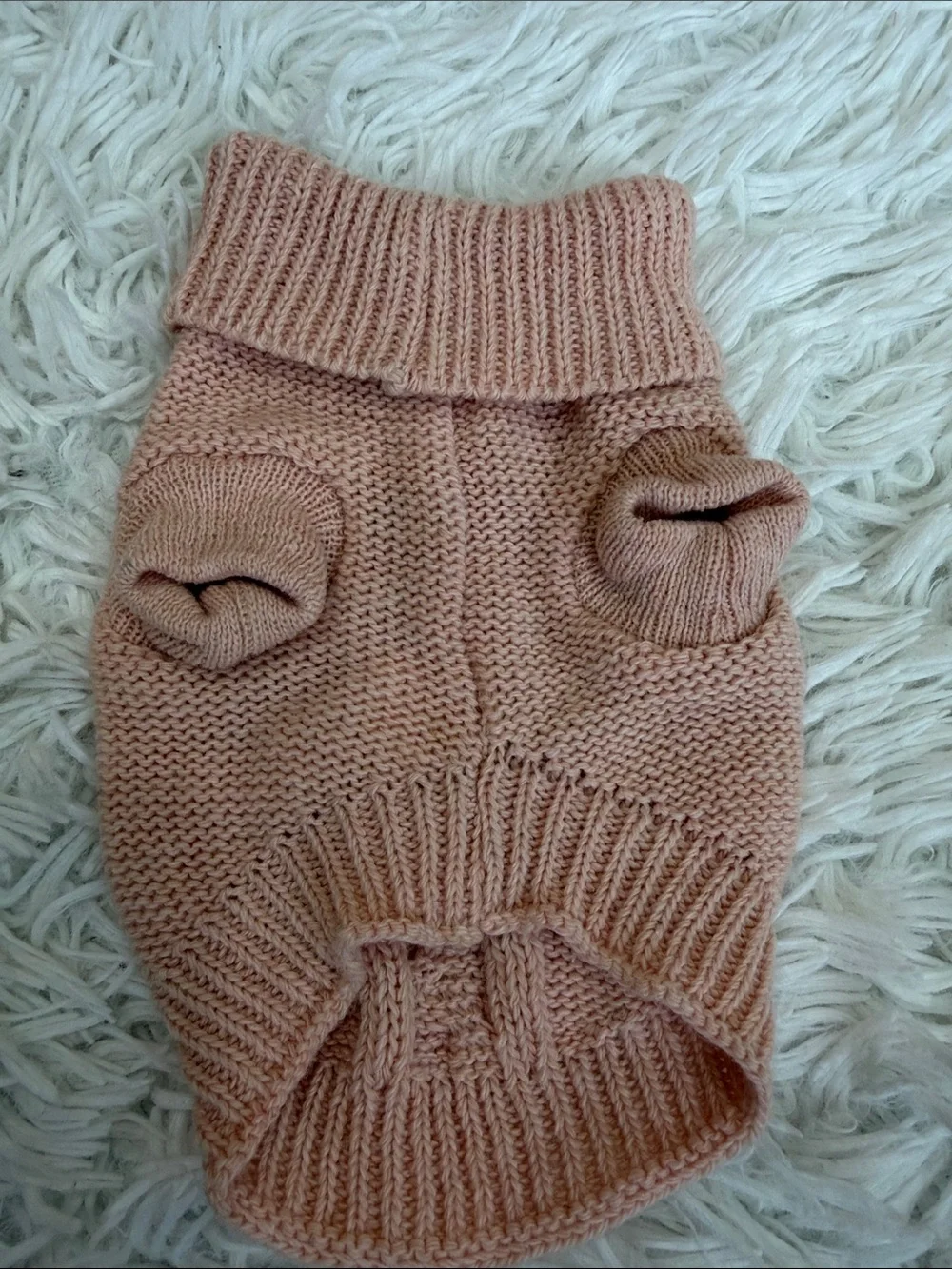 Light Pink Cable Knit Dog Sweater Size XS